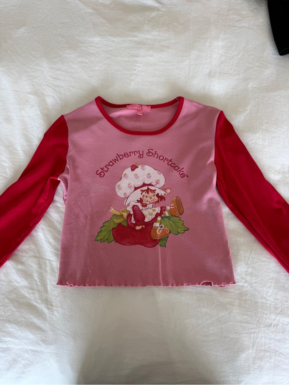 Dolls Kill Pink & Red Strawberry Shortcake Long Sleeve Tee